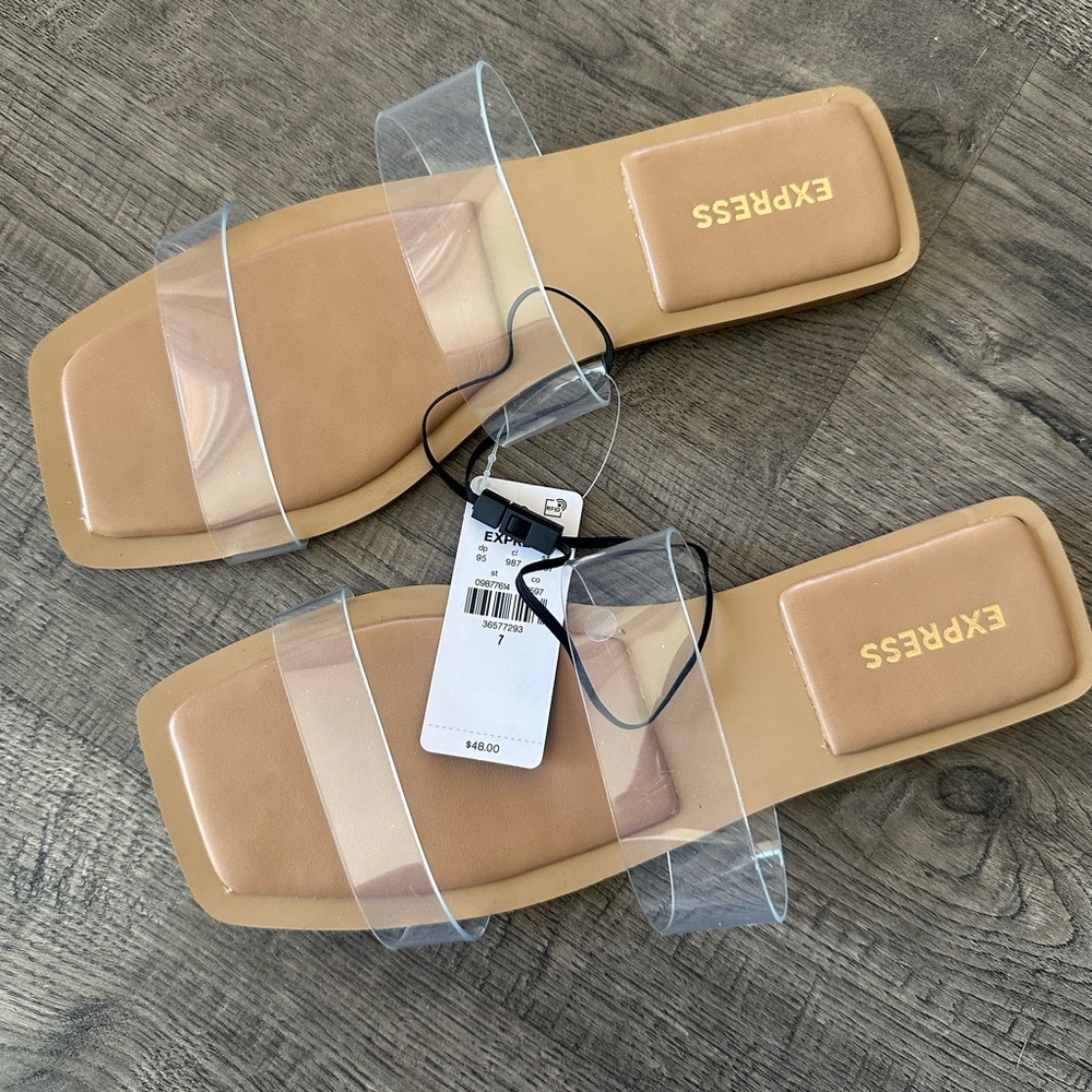 Express | Beige Sandals with Clear Straps